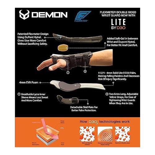  Demon United Flexmeter Double Sided Wrist Guards -Integrated with D3O Impact Technology-Sold as Pair (Large)