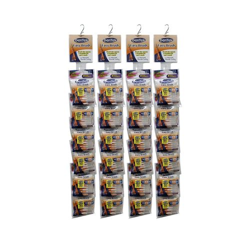  DenTek Dentek Easy Brush Bag Display Clip Strips, 4 Preloaded Clip Strips- 24 (16 Count) Bags Per Strip