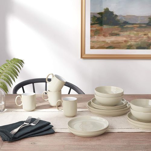 덴비 Denby LIN-16PCB Linen Kitchen Collection 16 Piece Set, Cream, Medium