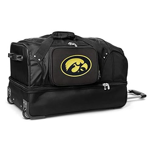  Denco NCAA Iowa Hawkeyes Rolling Drop-Bottom Duffel Bag, 27-inches
