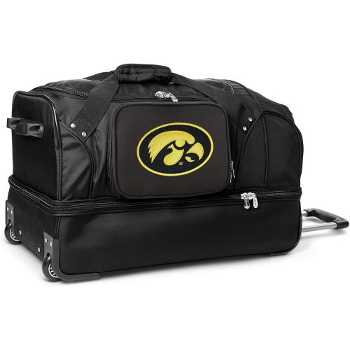  Denco NCAA Iowa Hawkeyes Rolling Drop-Bottom Duffel Bag, 27-inches