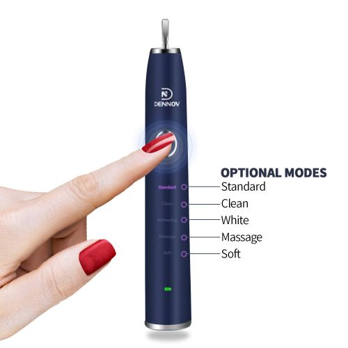  Dennov Rechargeable Sonic Electric Toothbrush, with 2 Replacement Brush Head, Automatic Timer, 5...