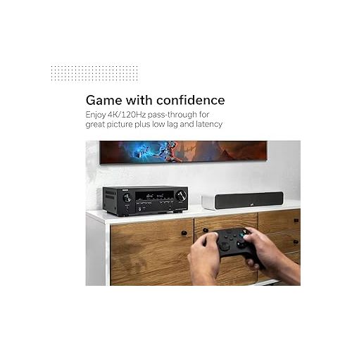  Denon AVR-S660H 5.2 Ch AVR - 75 W/Ch (2021 Model), Advanced 8K Upscaling, 3D Audio - Dolby TrueHD, DTS:HD Master & More, Wireless, Built-in HEOS, Alexa, Receiver