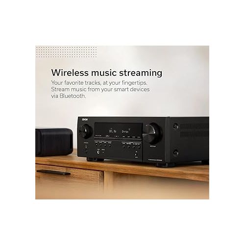  Denon AVR-S570BT (2022 Model) 5.2 Channel AV Receiver - 8K Ultra HD Audio & Video, Enhanced Gaming Experience, Wireless Streaming via Built-in Bluetooth, (4) 8K HDMI Inputs, Supports eARC (Renewed)