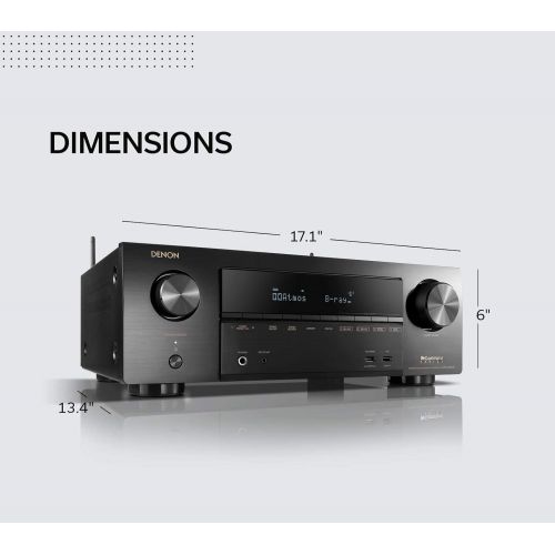  Denon AVR-X1600H 4K UHD AV Receiver 2019 Model 7.2 Channel, 80W Each 3D Audio New Dolby Atmos Height Virtualization 6 HDMI Inputs and 1 Output with eARC Support AirPlay 2, Alexa &