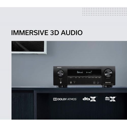  Denon AVR-X1600H 4K UHD AV Receiver 2019 Model 7.2 Channel, 80W Each 3D Audio New Dolby Atmos Height Virtualization 6 HDMI Inputs and 1 Output with eARC Support AirPlay 2, Alexa &