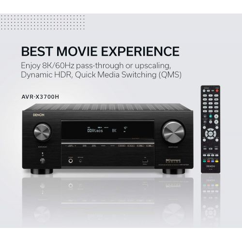  Denon AVR-X3700H 8K Ultra HD 9.2 Channel (105 Watt X 9) AV Receiver 2020 Model - 3D Audio & Video with IMAX Enhanced, Built for Gaming, Music Streaming, Alexa + HEOS