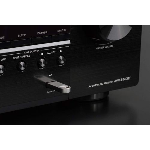  Denon AVR-S540BT Receiver, 5.2 channel, 4K Ultra HD Audio and Video, Home Theater System, built-in Bluetooth and USB port, Compatible with HEOS Link for Wireless Music Streaming