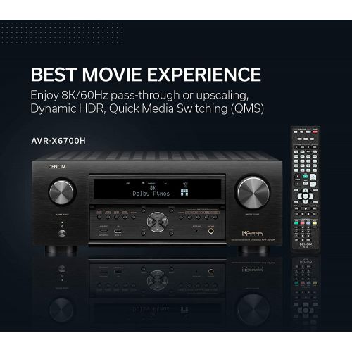  Denon AVR-X6700H 8K Ultra HD 11.2 Channel (140Watt X 11) AV Receiver 2020 Model - 3D Audio & Video with IMAX Enhanced, Built for Gaming, Music Streaming, Alexa + HEOS