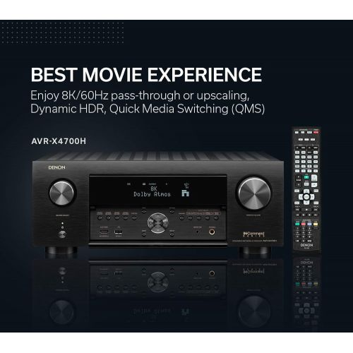 [아마존베스트]Denon AVR-X4700H 8K Ultra HD 9.2 Channel (125 Watt X 9) AV Receiver 2020 Model - 3D Audio & Video with IMAX Enhanced, Built for Gaming, Music Streaming, Alexa + HEOS