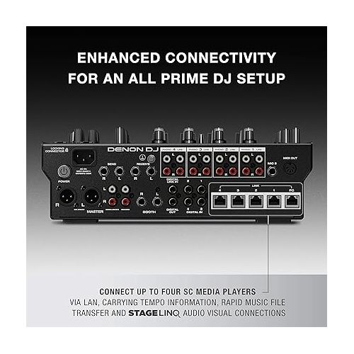  Denon DJ X1850 PRIME - Professional 4 Channel Digital DJ Mixer With USB, Digital and Switchable Phono/Line Inputs Plus Built-In DJ FX