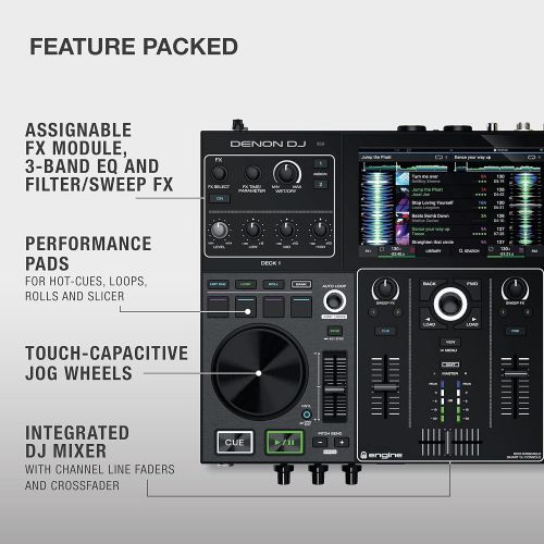  Denon DJ PRIME GO  Portable DJ Set / Smart DJ Console with 2 Decks, WIFI Streaming, 7-Inch HD Touchscreen and Rechargeable Battery