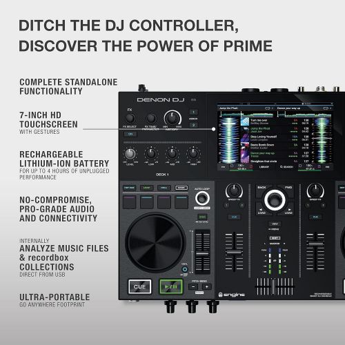  Denon DJ PRIME GO  Portable DJ Set / Smart DJ Console with 2 Decks, WIFI Streaming, 7-Inch HD Touchscreen and Rechargeable Battery
