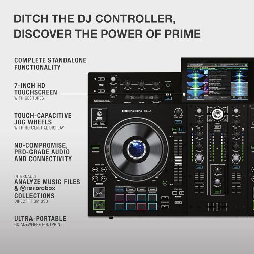  [아마존베스트]Denon DJ PRIME 2  Standalone Smart DJ Console with 2 Decks, WIFI Streaming, Touch Capacitive Jog Wheels and 7-Inch HD Touchscreen