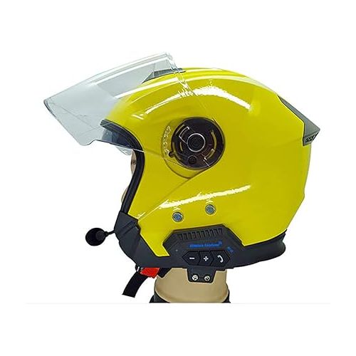  Helmet Bluetooth Headset, BT-12 Motorcycle Helmet Intercom, Helmet Communication System Supports Handsfree, Stereo Music