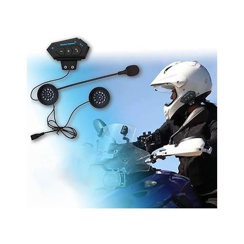  Helmet Bluetooth Headset, BT-12 Motorcycle Helmet Intercom, Helmet Communication System Supports Handsfree, Stereo Music