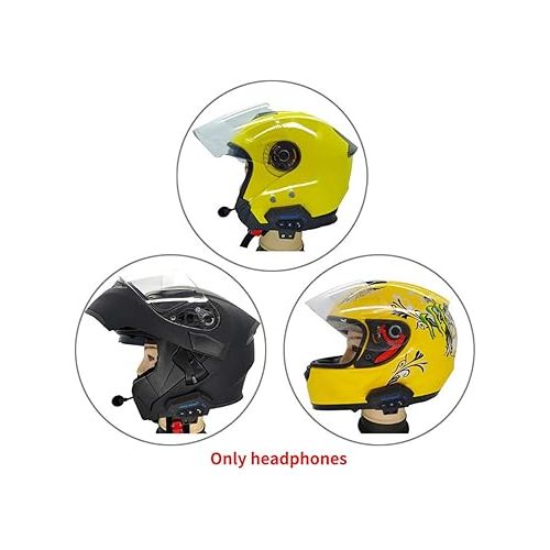  Helmet Bluetooth Headset, BT-12 Motorcycle Helmet Intercom, Helmet Communication System Supports Handsfree, Stereo Music