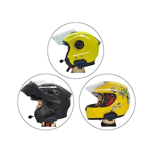  Helmet Bluetooth Headset, BT-12 Motorcycle Helmet Intercom, Helmet Communication System Supports Handsfree, Stereo Music