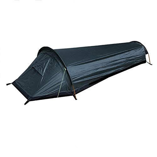  Denpetec Ultralight Bivvy Bag Tent,with Wind Rope&Tent Pegs & Outer Bag,Compact Single Person Waterproof Ventilated Tent for Camping, Outdoor Survival