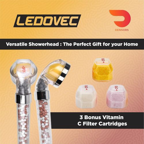  Densors Levodec Filter Shower Head- Hard Water Filter- Pressure Shower Head- Chlorine Filter- Water Saving- Mineral Stone Shower Head- Relax Bath- Shower Hose and Refill-Skin and Hair Care