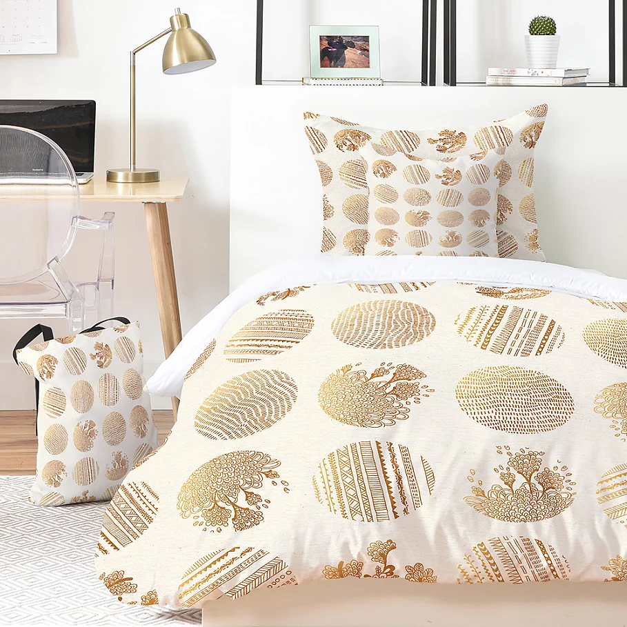 Deny Designs Iveta Abolina Vanilla Dot Duvet Cover Set in Gold