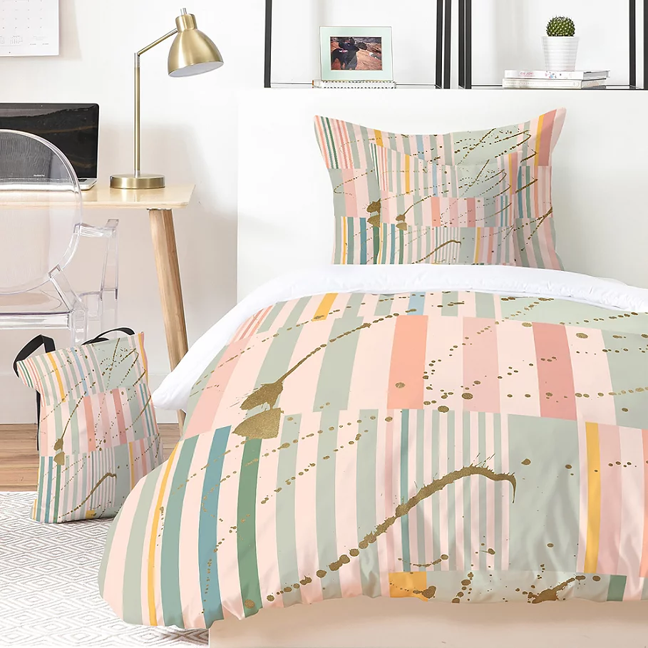  Deny Designs Iveta Abolina Lisbon Stripe Duvet Cover Set in Pink