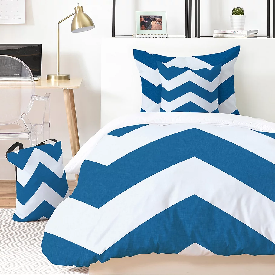 Deny Designs Holli Zollinger Denim Chevron Duvet Cover Set in BlueWhite