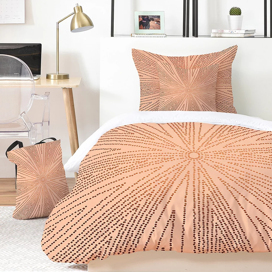  Deny Designs Iveta Abolina Copper Leaf Duvet Cover Set in Gold