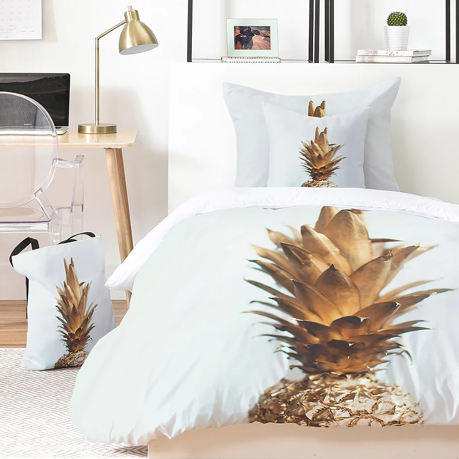 Deny Designs The Gold Pineapple Duvet Cover