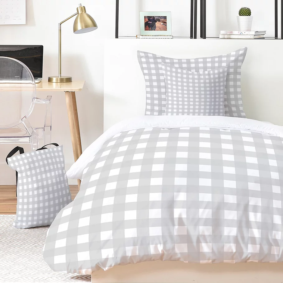  Deny Designs Grey Check Duvet Cover Set