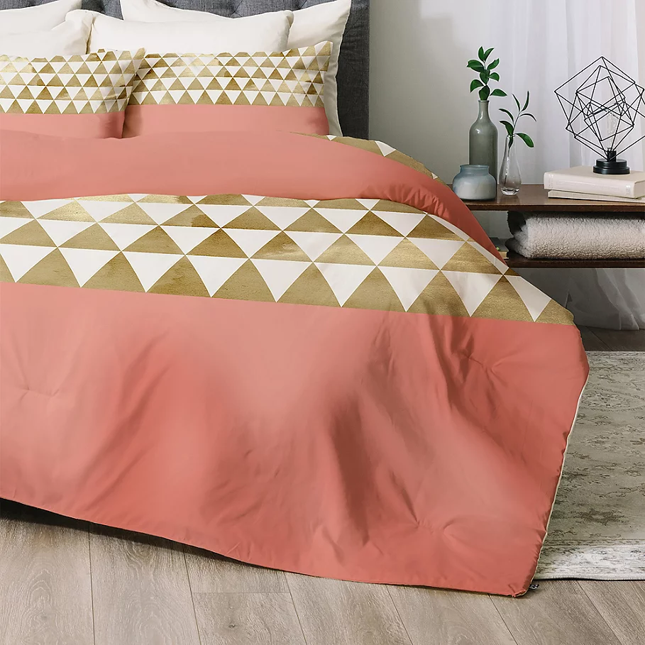 Deny Designs Gold Triangle Comforter Set