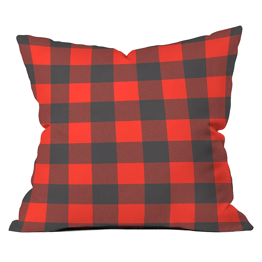  Deny Designs Zoe Wodarz Winter Cabin Plaid 18-Inch Square Throw Pillow in Red