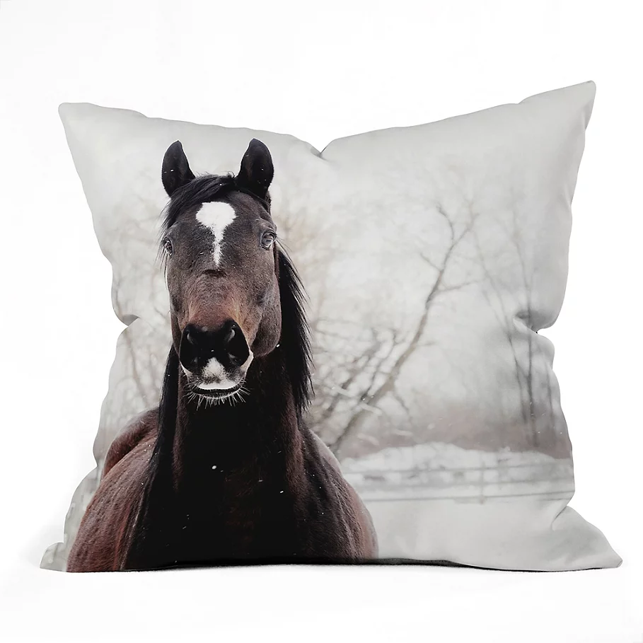  Deny Designs Chelsea Victoria Dark Horse 26-Inch Square Throw Pillow in Brown