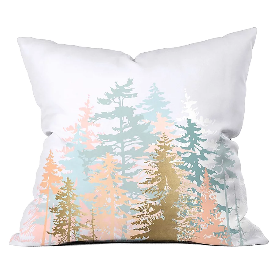 Deny Designs Iveta Abolina Blush Forest 16-Inch Sqaure Throw Pillow in Pink
