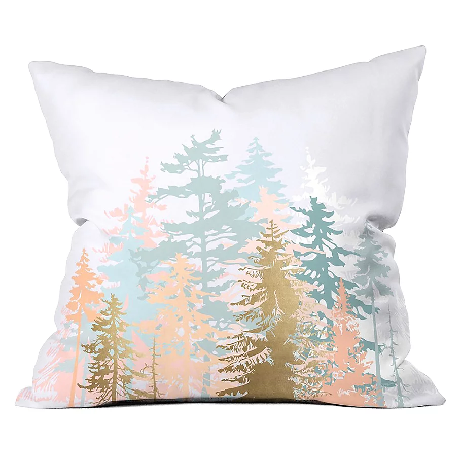  Deny Designs Iveta Abolina Blush Forest 16-Inch Sqaure Throw Pillow in Pink