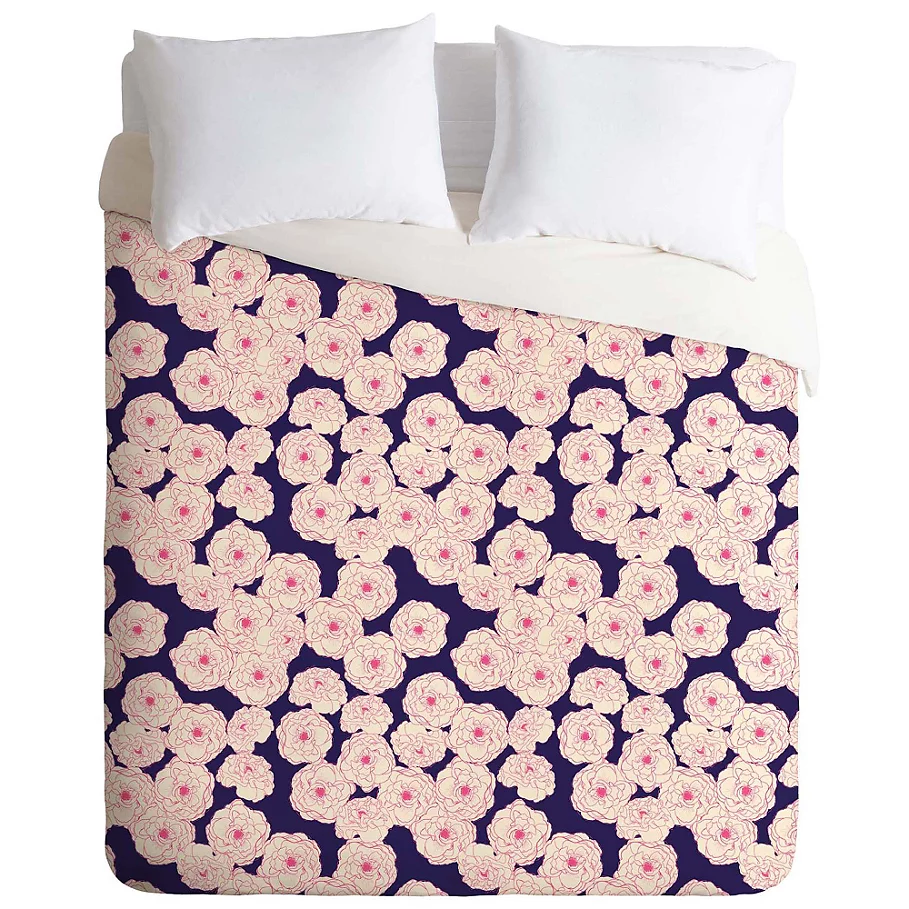  Deny Designs Joy Laforme Floral Sophistication Duvet Cover in Navy