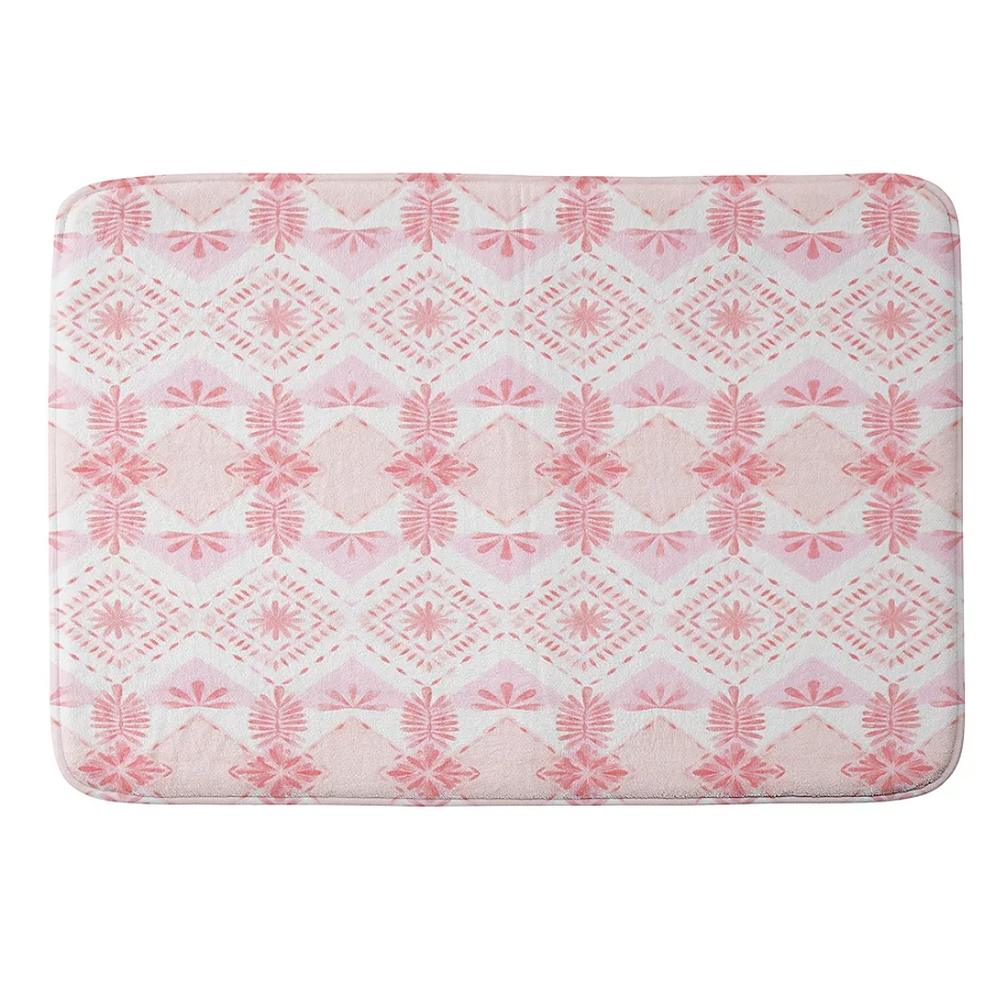 /Deny Designs Strawberry Picnic 17-Inch x 24-Inch Memory Foam Bath Mat in Pink