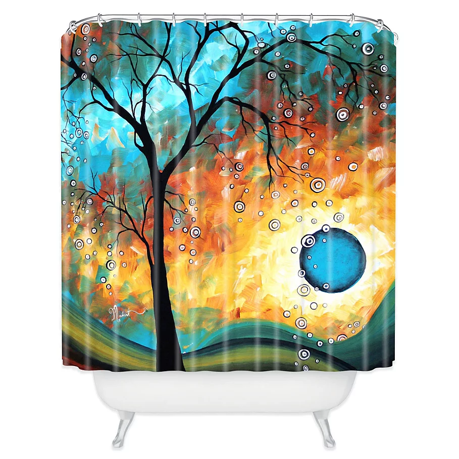  Deny Designs Madart Inc. Aqua Burn Shower Curtain in Blue