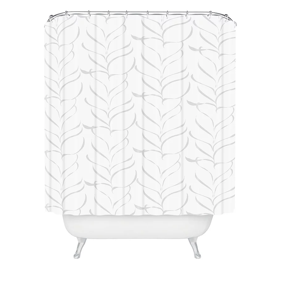 Deny Designs Vy La Cool Breezy Fern Shower Curtain in Grey