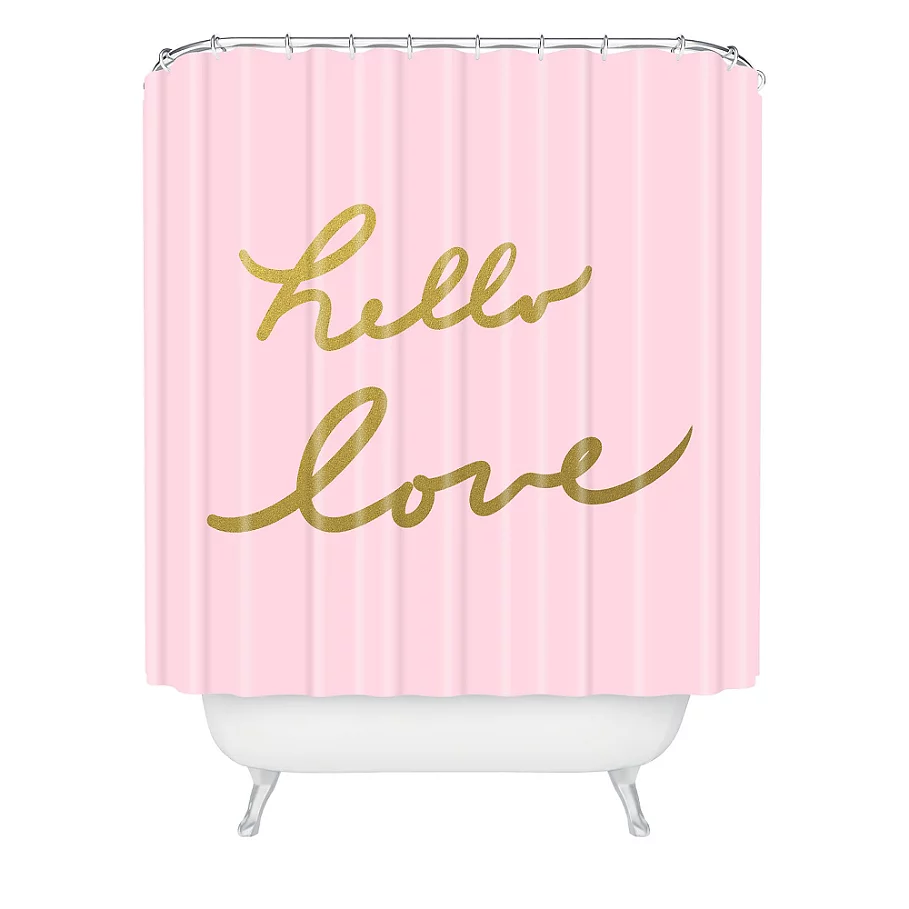  Deny Designs Lisa Argyropoulos Hello Love Shower Curtain in Pink
