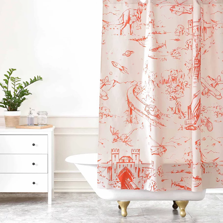  Deny Designs Pattern State Adventure Toile Dawn Shower Curtain in Orange