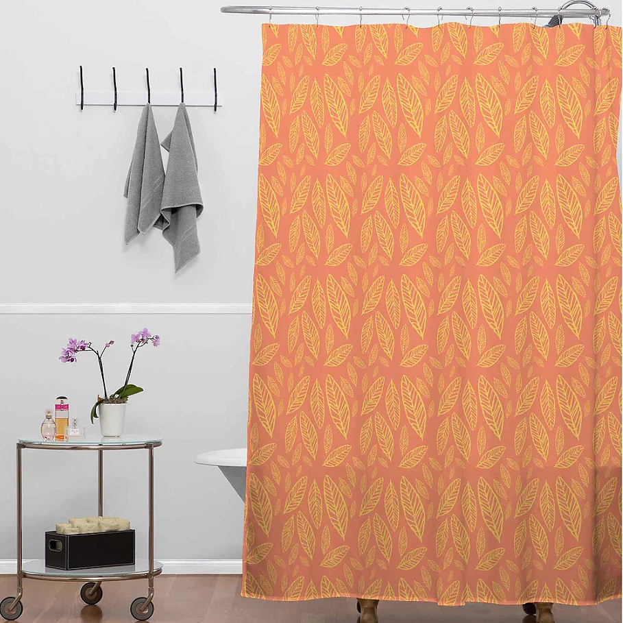  Deny Designs Allyson Johnson Fall Leaves Shower Curtain in OrangeYellow