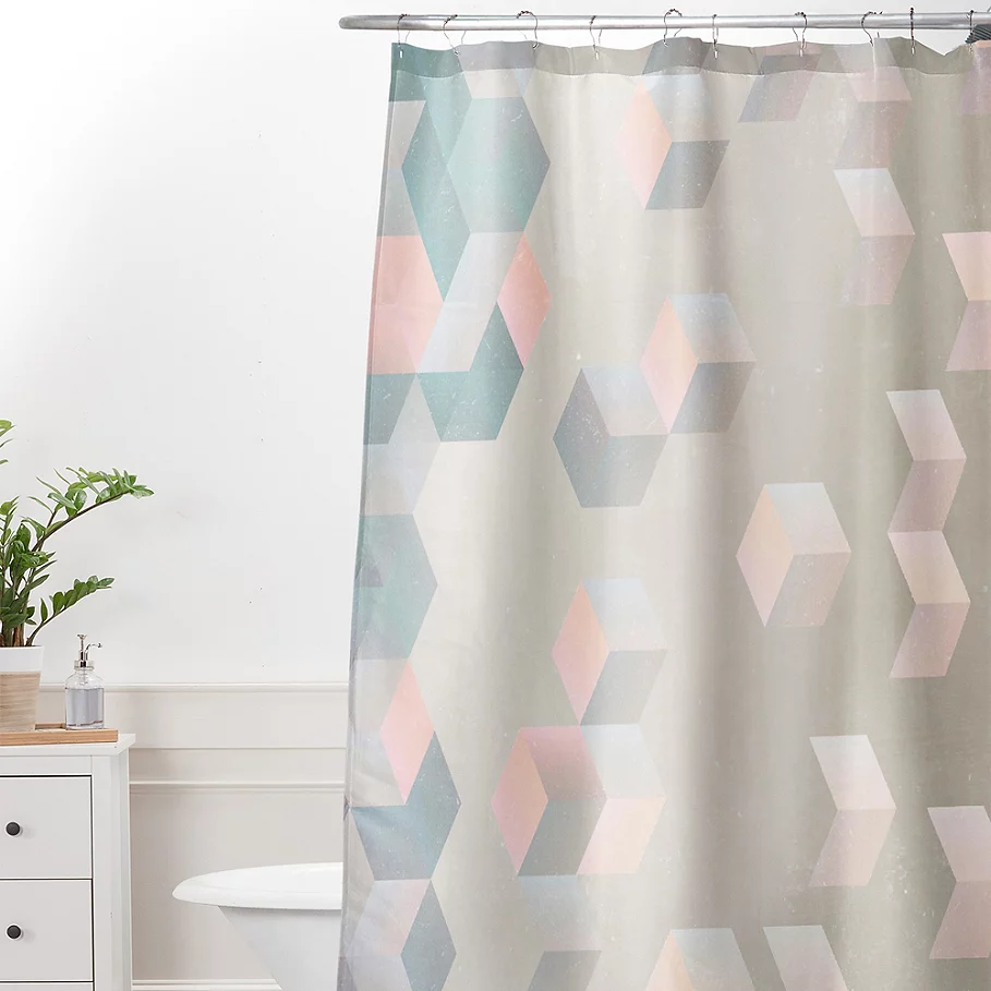 Deny Designs Emanuela Carratoni Exagonal Geometry Shower Curtain in Grey