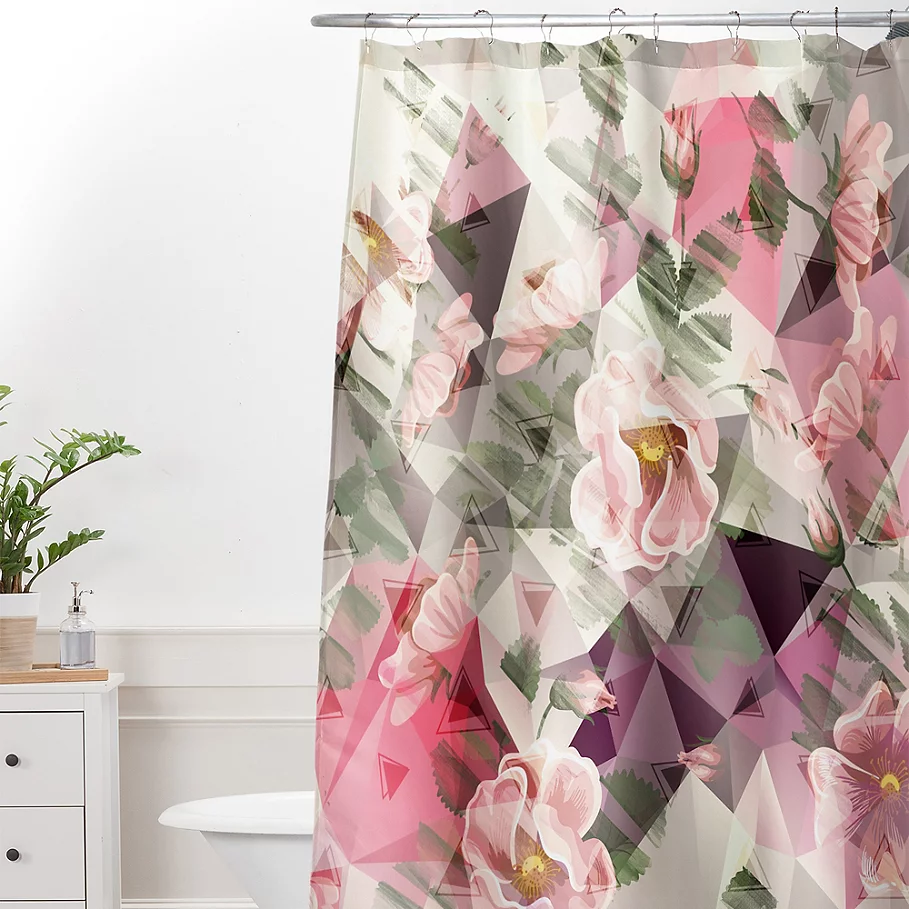 Deny Designs Marta Barragan Camarasa Geometric Shapes Shower Curtain in Pink