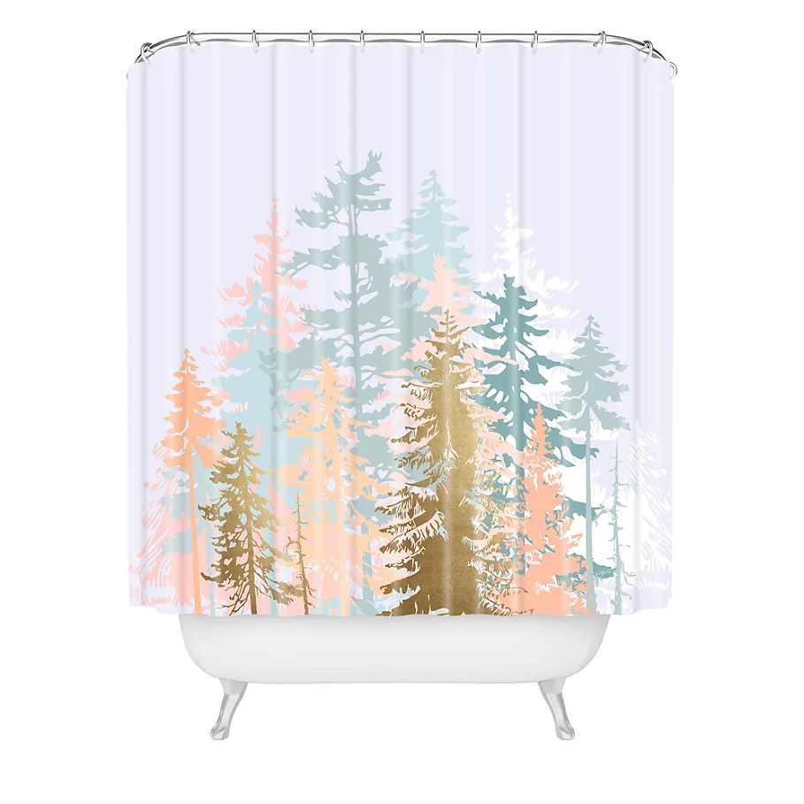  Deny Designs Blush Forest Shower Curtain in Green