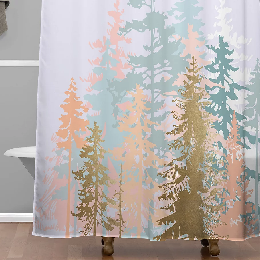  Deny Designs Blush Forest Shower Curtain in Green