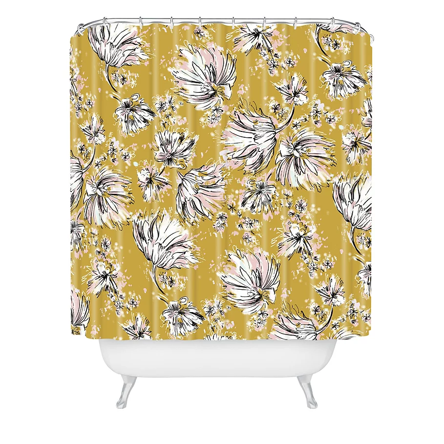  Deny Designs Pattern State Floral Meadow Shower Curtain in Yellow
