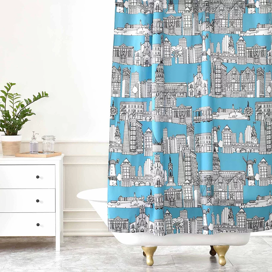  Deny Designs Sharon Turner San Francisco Shower Curtain in Teal