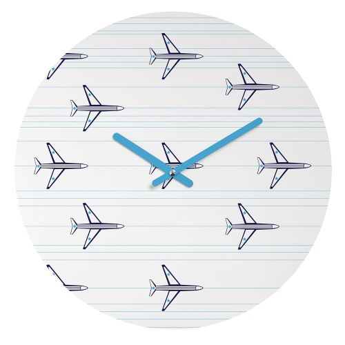  Deny Designs Vy La, Airplanes and Stripes, Round Clock, Round, 12