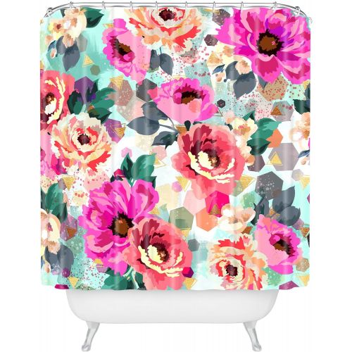  Deny Designs Marta Barragan Camarasa Abstract Geometric Flowers Shower Curtain, 69 x 72